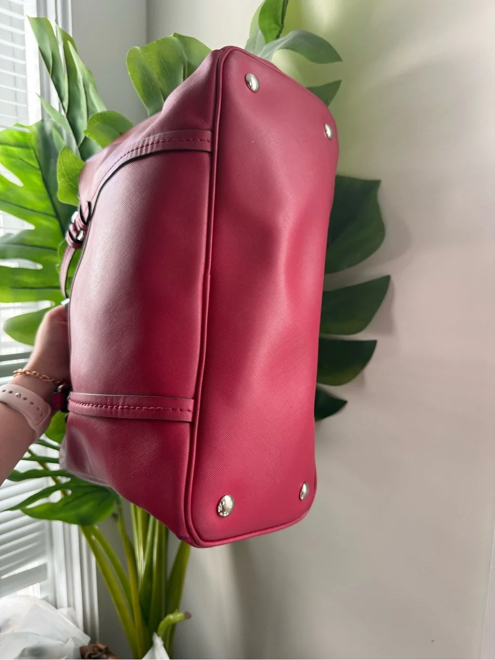 Coach Pink Leather Shoulder Bag with Top Handles